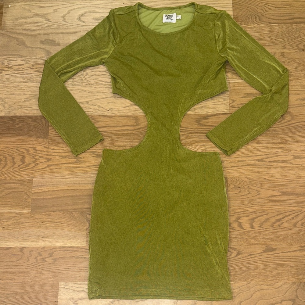 Princess Polly Cut Out Long Sleeve Green Dress